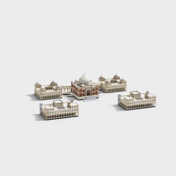 Low-Poly Historical Building Complex 3D model
