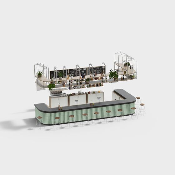 Modern Bar 3D model Design with Polygon Beauty