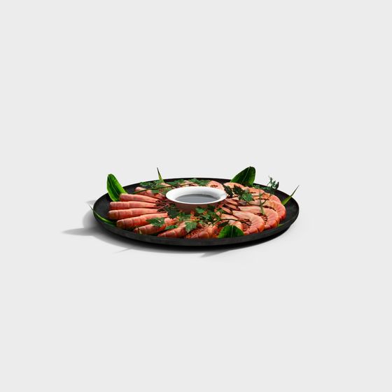 Realistic Seafood Platter 3D model