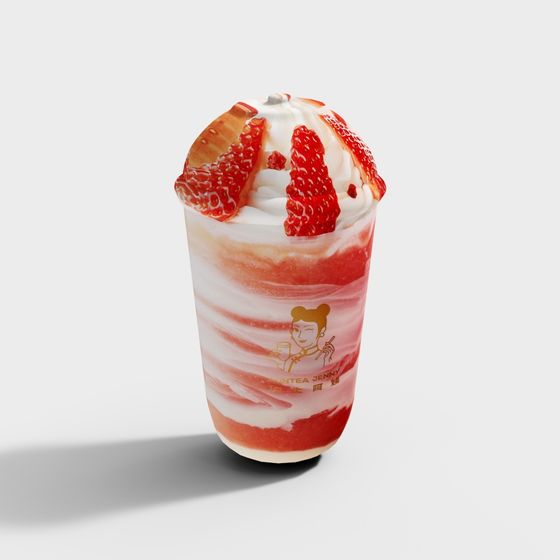 Strawberry Yogurt Cup 3D model