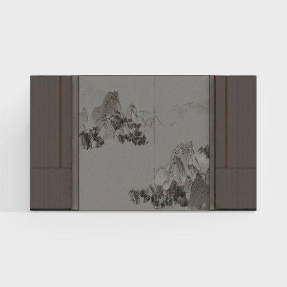 Stunning Landscape Folding Screen 3D model