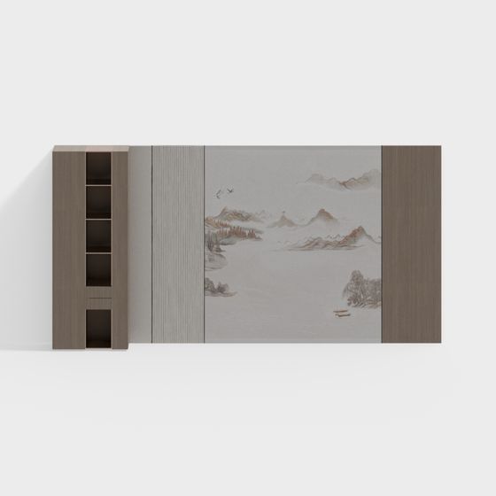 Elegant Landscape Painting Screen 3D model for Modern Spaces