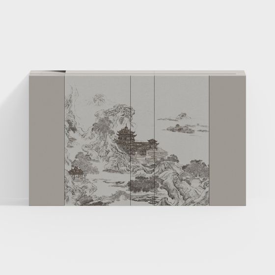 Ink Wash Mountain Residence 3D model