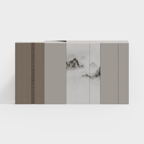 Ink Landscape Folding Screen 3D model