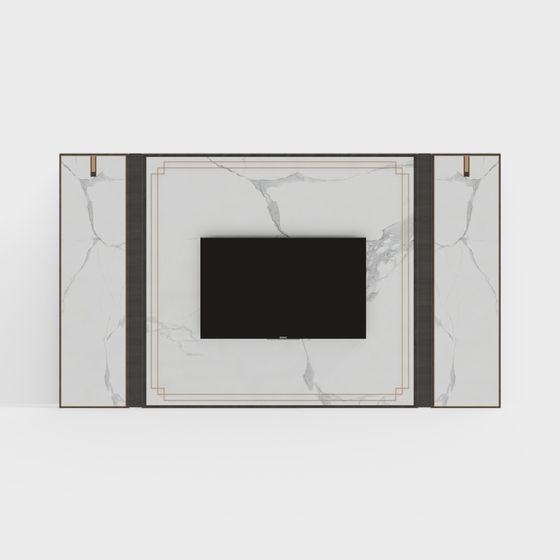 Elegant Low-Poly TV Wall 3D model