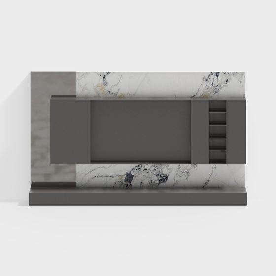 Elegant Marble TV Cabinet 3D model for Modern Spaces