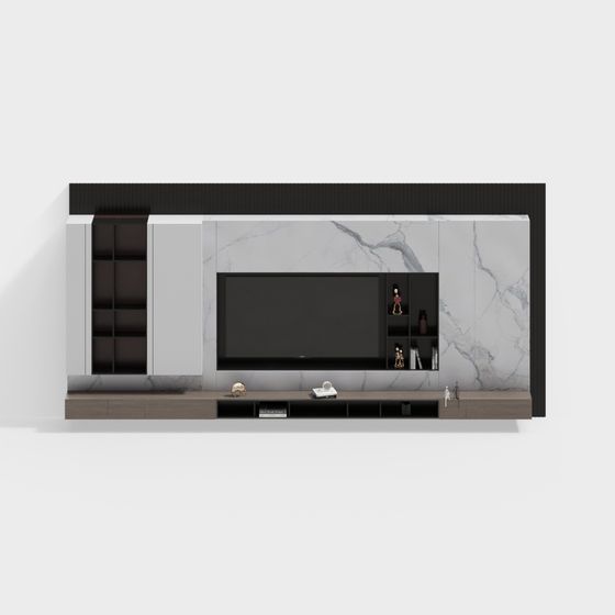Elegant Low-Polygon 3D Model TV Cabinet