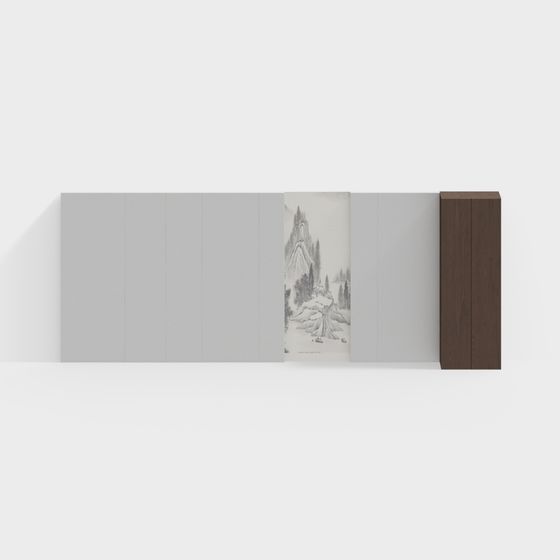 Ink Wash Landscape Screen 3D model