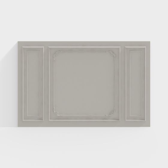 Elegant Gray Low-Poly Wall Panel 3D model