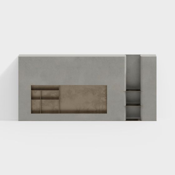 Sleek Concrete Bookshelf 3D Model for Urban Spaces