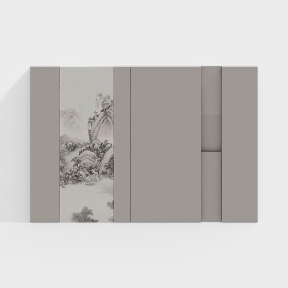 Ink Landscape Folding Screen 3D model