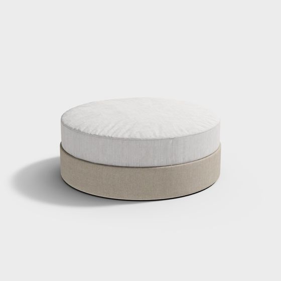 Chic Round Ottoman 3D model for Stylish Spaces