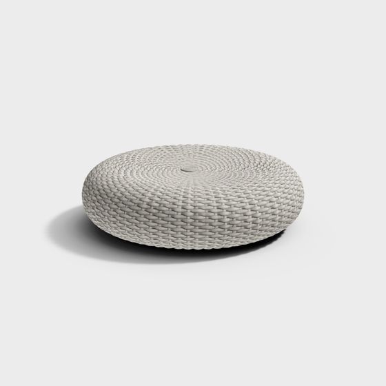 Round Woven Rattan Stool 3D model