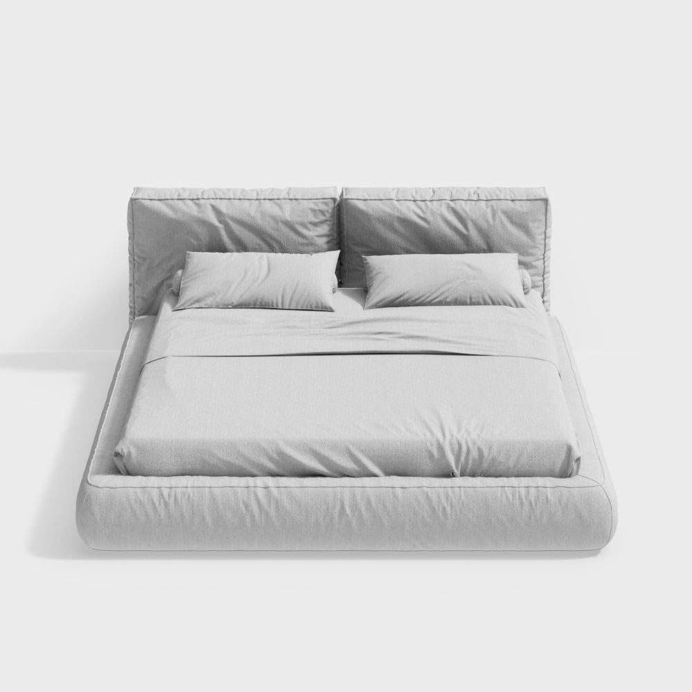 Elegant Low-Poly Bed 3D model for Modern Spaces