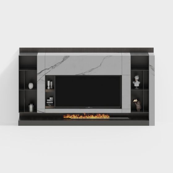 Urban Living Room Fireplace Cabinet 3D model