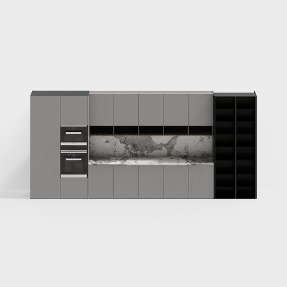Elegant Modern Kitchen Cabinet 3D model