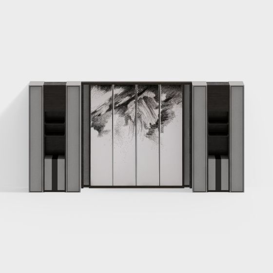 Abstract Art Bookshelf 3D model