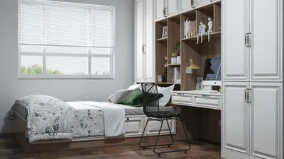 Modern Minimalist Bedroom with White and Wood Tones
