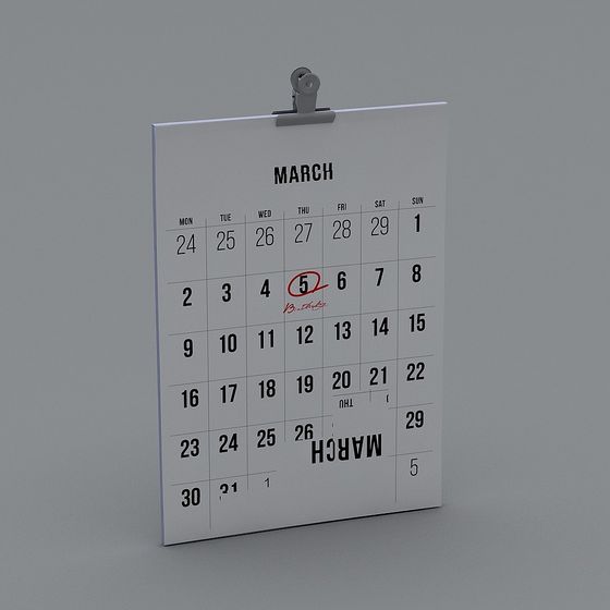 Elegant Minimalist Calendar 3D model