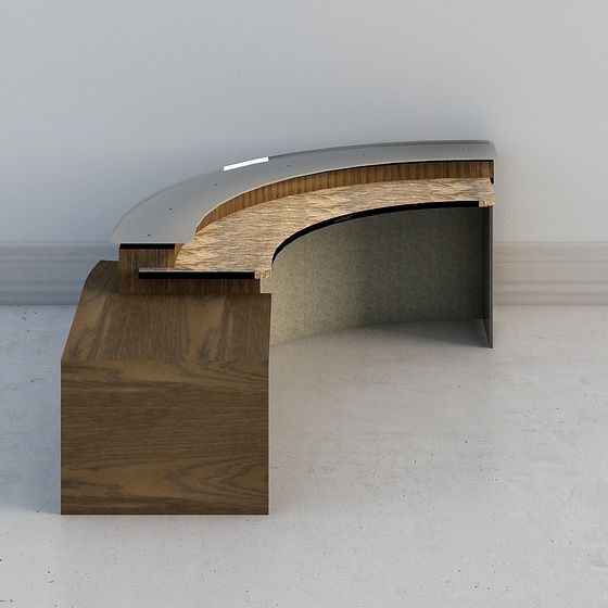 Reception Desk 3D Model in Brown Finish