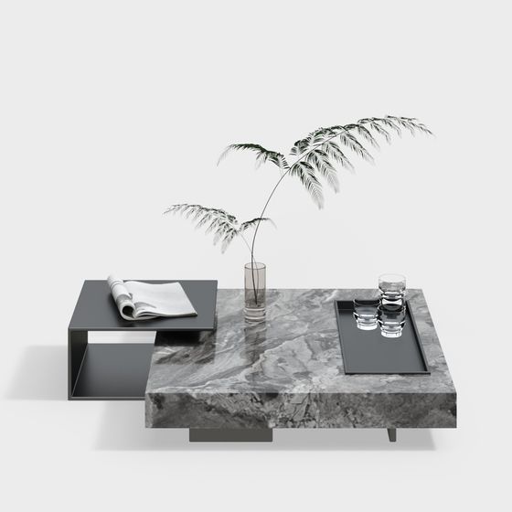 Elegant Low-Poly Marble Coffee Table 3D model