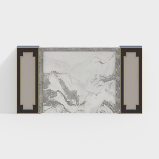 Elegant Marble Fireplace Mantel 3D model