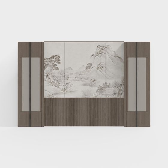 Stunning Landscape Folding Screen 3D Model