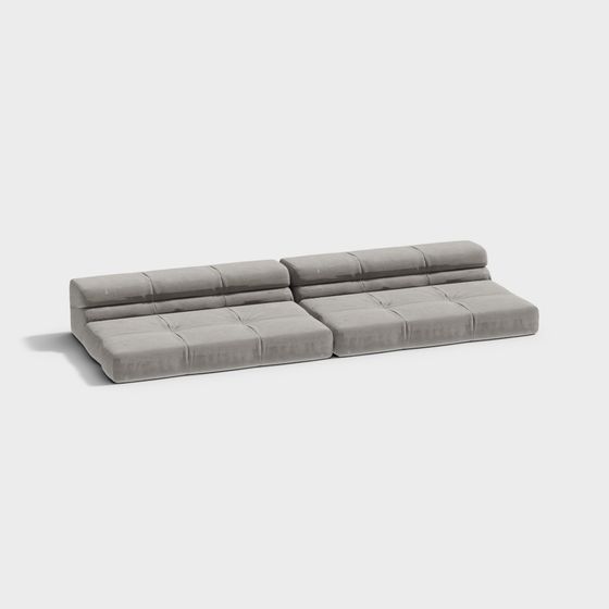Elegant Low-Poly Gray Sofa 3D Model