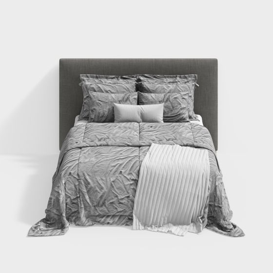 Elegant Modern Bed 3D model for Cozy Interiors