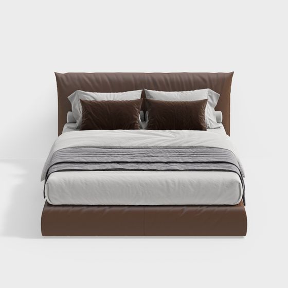 Elegant Low-Polygon Bed 3D Model for Modern Interiors