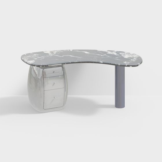 Curved Marble Office Desk 3D model