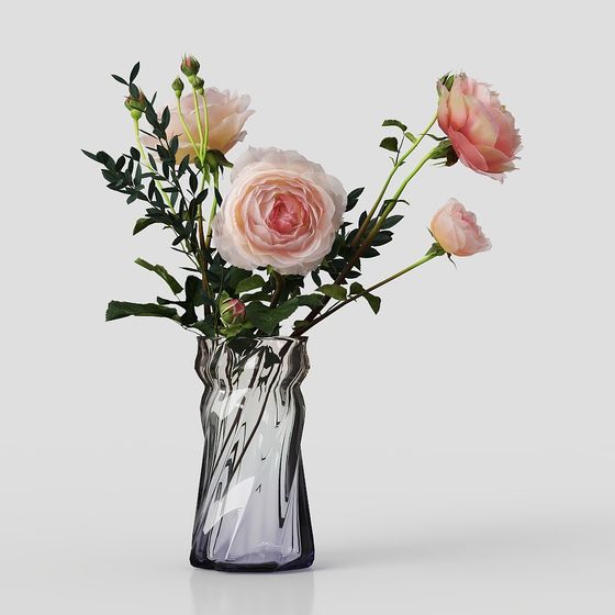 Vibrant Green Flower Arrangement 3D Model