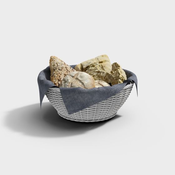 Realistic Bread Basket 3D model