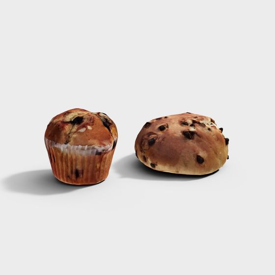 Realistic Blueberry Muffin 3D Model