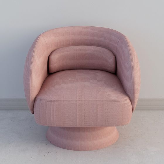 Elegant Pink Velvet Armchair 3D model