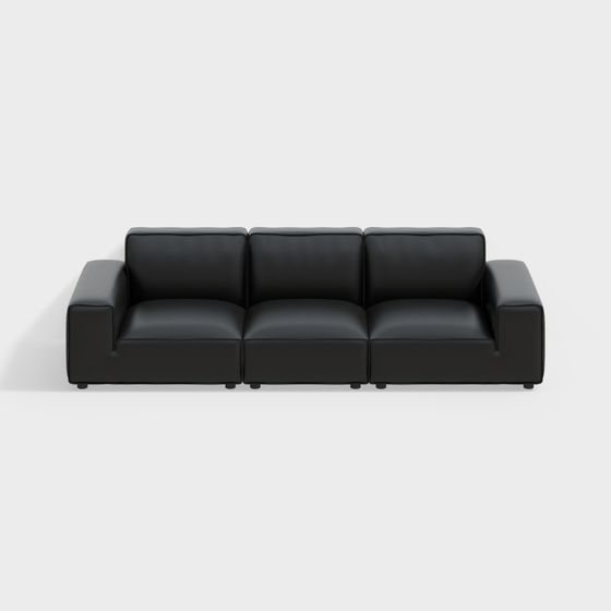 KSF24049 Big Black Bull I-Shape Sofa 3D Model