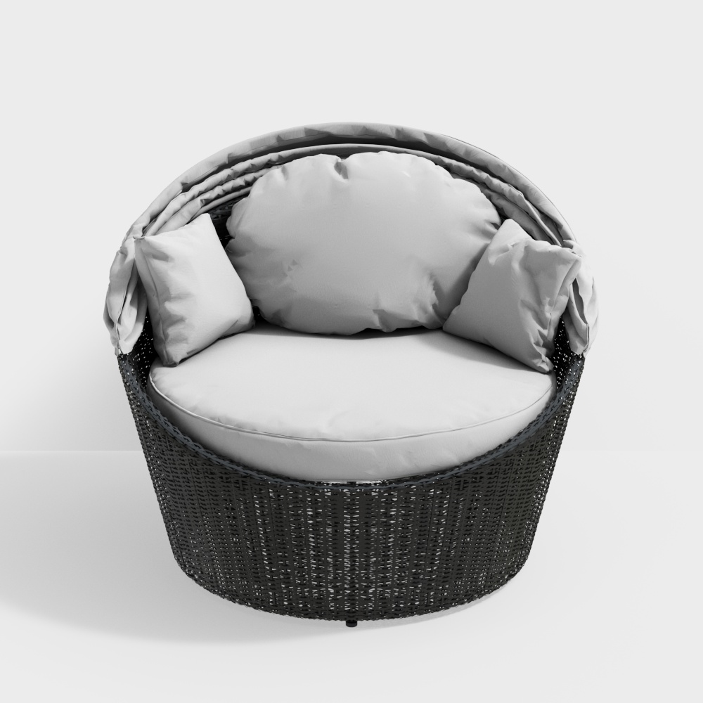 European-Style White Single Sofa