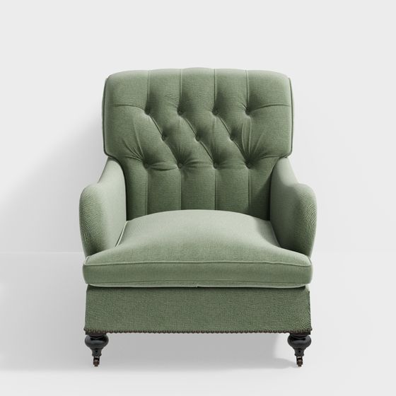 Elegant Green Single Sofa 3D model