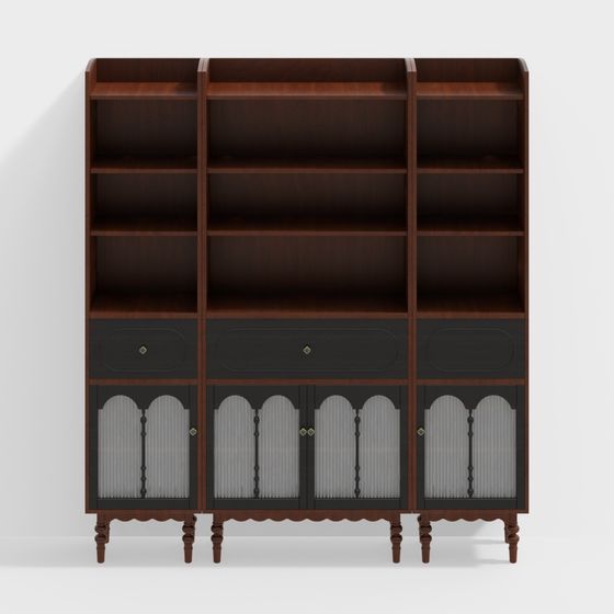 Elegant Vintage Bookshelf 3D model Design