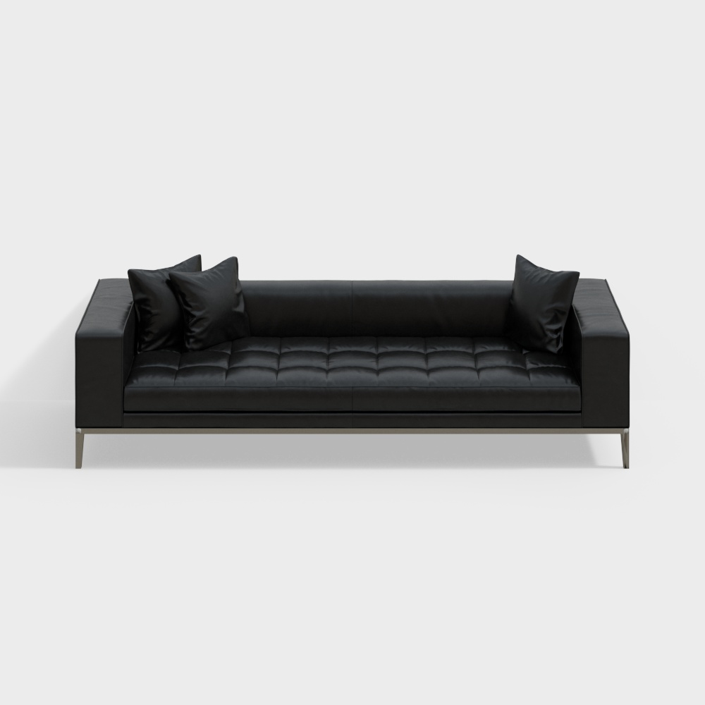 Sofa ba chỗ màu đen tối giản hiện đại