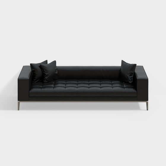 Sofa ba chỗ màu đen tối giản hiện đại