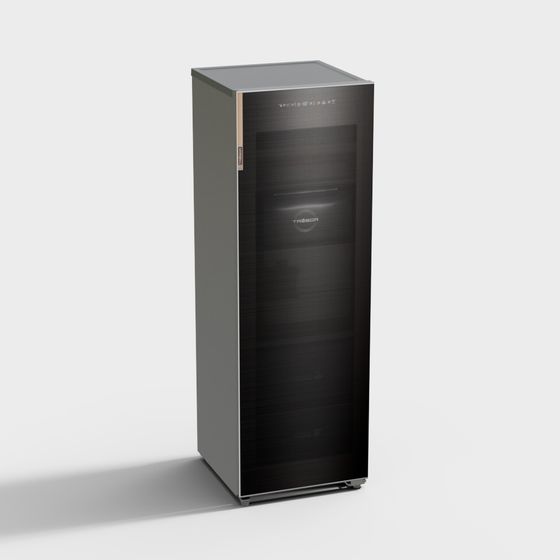 Elegant Low-Poly Black Refrigerator 3D Model