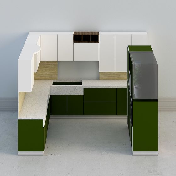 Stylish Minimalist Kitchen 3D model