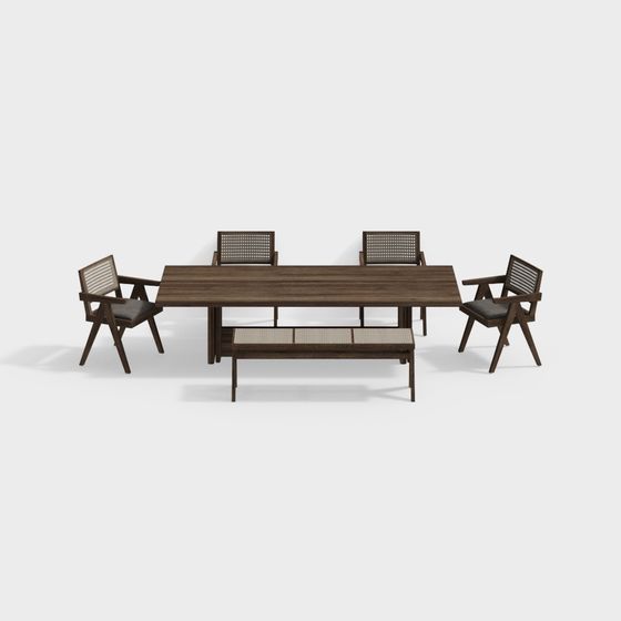 Urban Outdoor Dining Table and Chairs Set 3D model