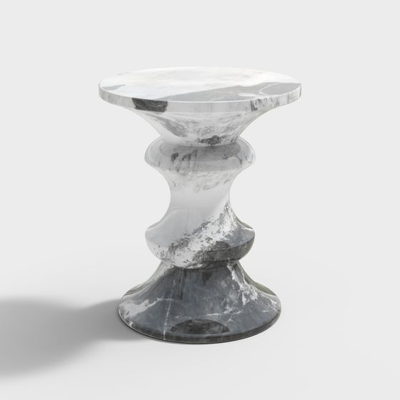 Elegant Marble Style Small Round Table 3D Model