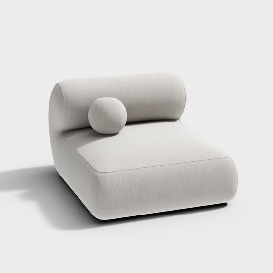 Missana Modern Sofa Chair 3D Model in Beige