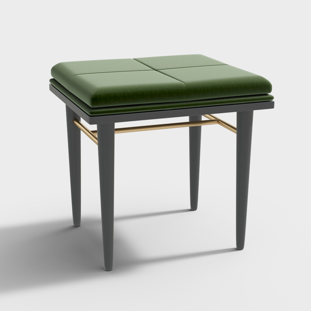 Ghế đôn trang điểm xanh kiểu Pháp sang trọng nhẹ