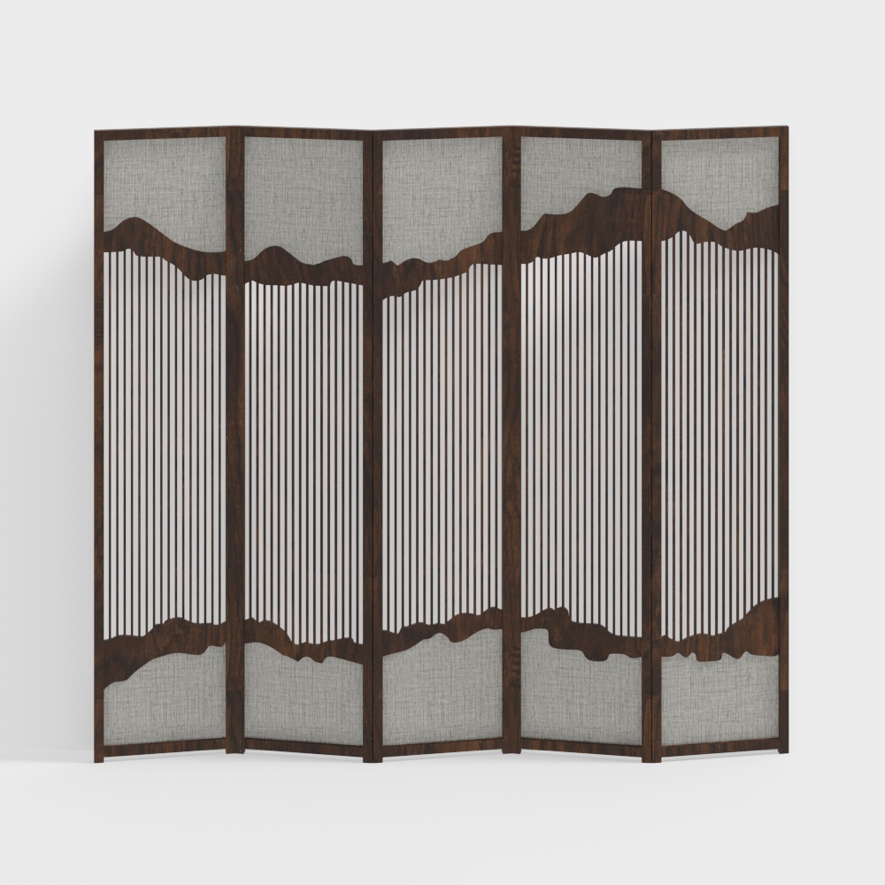 Japanese-Style Brown Screen Partition