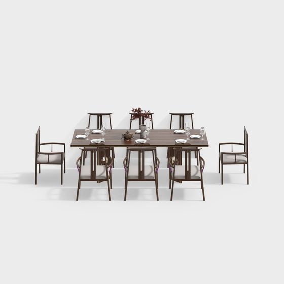 Elegant Dining Table Set 3D model for Modern Spaces