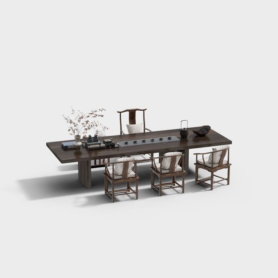 Elegant Low-Polygon Tea Table 3D Model